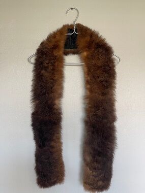 Vintage Real Fur Collar Brown Mink Rabbit Stole Trim Coat Collar Retro